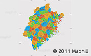 Political Map of Fujian, cropped outside