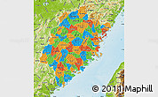Political Map of Fujian, physical outside