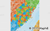 Political Map of Fujian, political shades outside