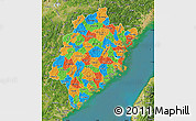 Political Map of Fujian, satellite outside