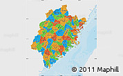 Political Map of Fujian, single color outside