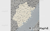 Shaded Relief Map of Fujian, darken, semi-desaturated