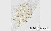 Shaded Relief Map of Fujian, lighten, desaturated