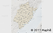 Shaded Relief Map of Fujian, lighten, semi-desaturated
