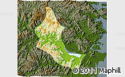 Physical 3D Map of Minhou, darken