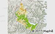 Physical 3D Map of Minhou, lighten, semi-desaturated