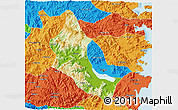 Physical 3D Map of Minhou, political outside