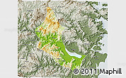 Physical 3D Map of Minhou, semi-desaturated