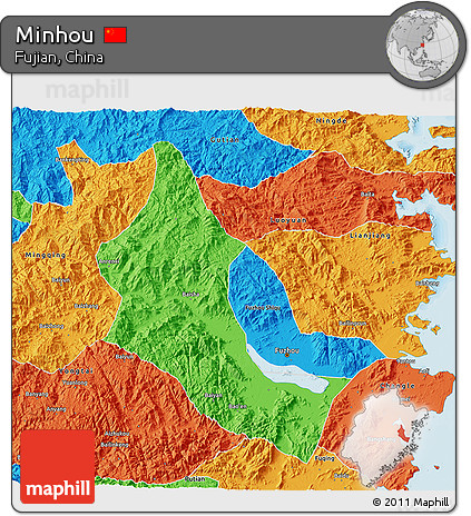 Political 3D Map of Minhou