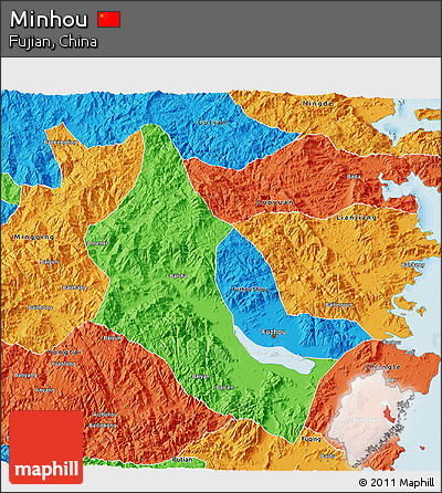 Political 3D Map of Minhou
