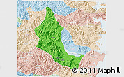 Political 3D Map of Minhou, lighten