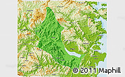 Political 3D Map of Minhou, physical outside