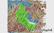 Political 3D Map of Minhou, semi-desaturated