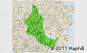 Political 3D Map of Minhou, shaded relief outside
