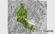 Satellite 3D Map of Minhou, lighten, desaturated