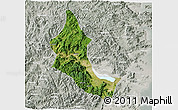 Satellite 3D Map of Minhou, lighten, semi-desaturated