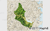 Satellite 3D Map of Minhou, shaded relief outside