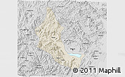 Shaded Relief 3D Map of Minhou, desaturated