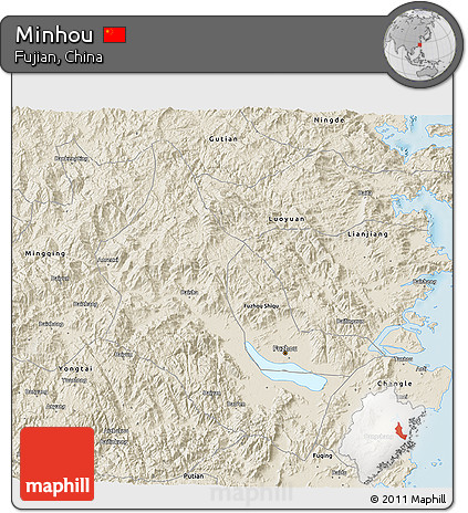 Shaded Relief 3D Map of Minhou