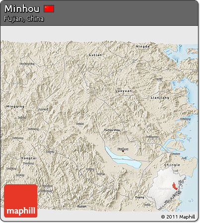 Shaded Relief 3D Map of Minhou