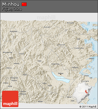 Shaded Relief 3D Map of Minhou