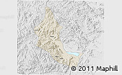 Shaded Relief 3D Map of Minhou, lighten, desaturated