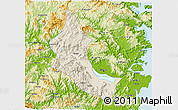Shaded Relief 3D Map of Minhou, physical outside