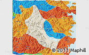 Shaded Relief 3D Map of Minhou, political outside