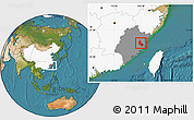 Satellite Location Map of Minhou, highlighted country, highlighted parent region