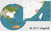 Satellite Location Map of Minhou, highlighted country