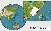 Satellite Location Map of Minhou, highlighted parent region