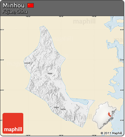 Classic Style Map of Minhou, single color outside