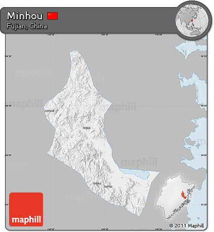 Gray Map of Minhou, single color outside