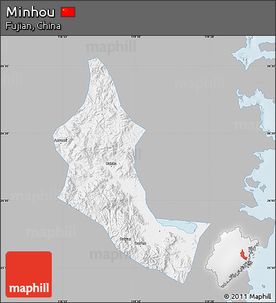 Gray Map of Minhou, single color outside
