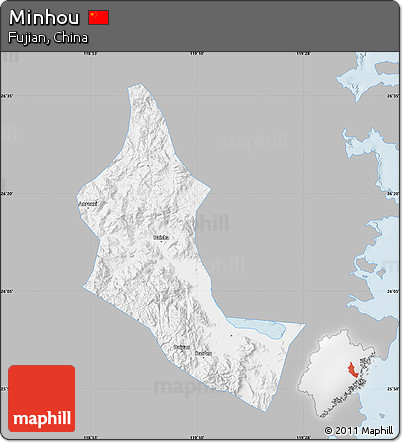 Gray Map of Minhou, single color outside