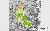 Physical Map of Minhou, desaturated