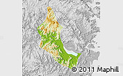 Physical Map of Minhou, lighten, desaturated