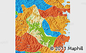 Physical Map of Minhou, political outside