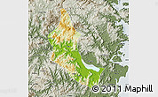 Physical Map of Minhou, semi-desaturated