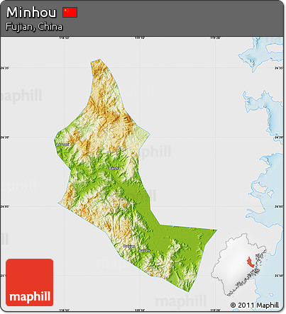Physical Map of Minhou, single color outside