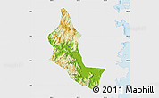 Physical Map of Minhou, single color outside
