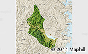 Satellite Map of Minhou, shaded relief outside