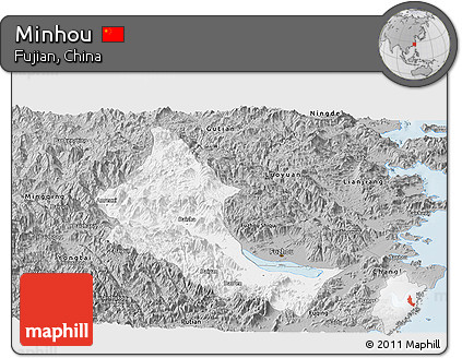 Gray Panoramic Map of Minhou