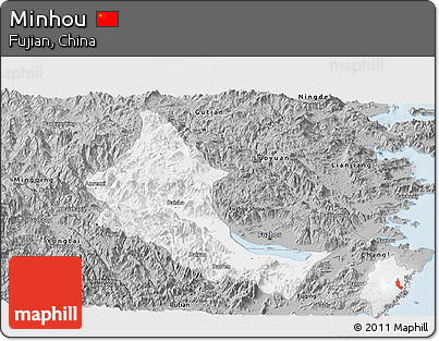 Gray Panoramic Map of Minhou