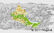 Physical Panoramic Map of Minhou, lighten, desaturated