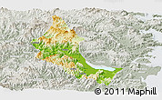 Physical Panoramic Map of Minhou, lighten, semi-desaturated
