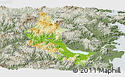 Physical Panoramic Map of Minhou, semi-desaturated