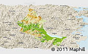 Physical Panoramic Map of Minhou, shaded relief outside