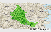 Political Panoramic Map of Minhou, shaded relief outside