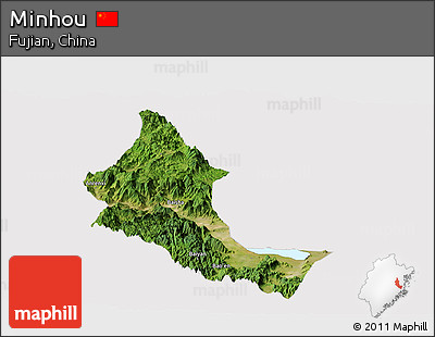 Satellite Panoramic Map of Minhou, cropped outside